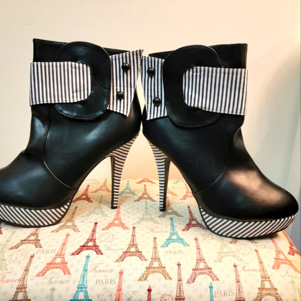 Black and white booties